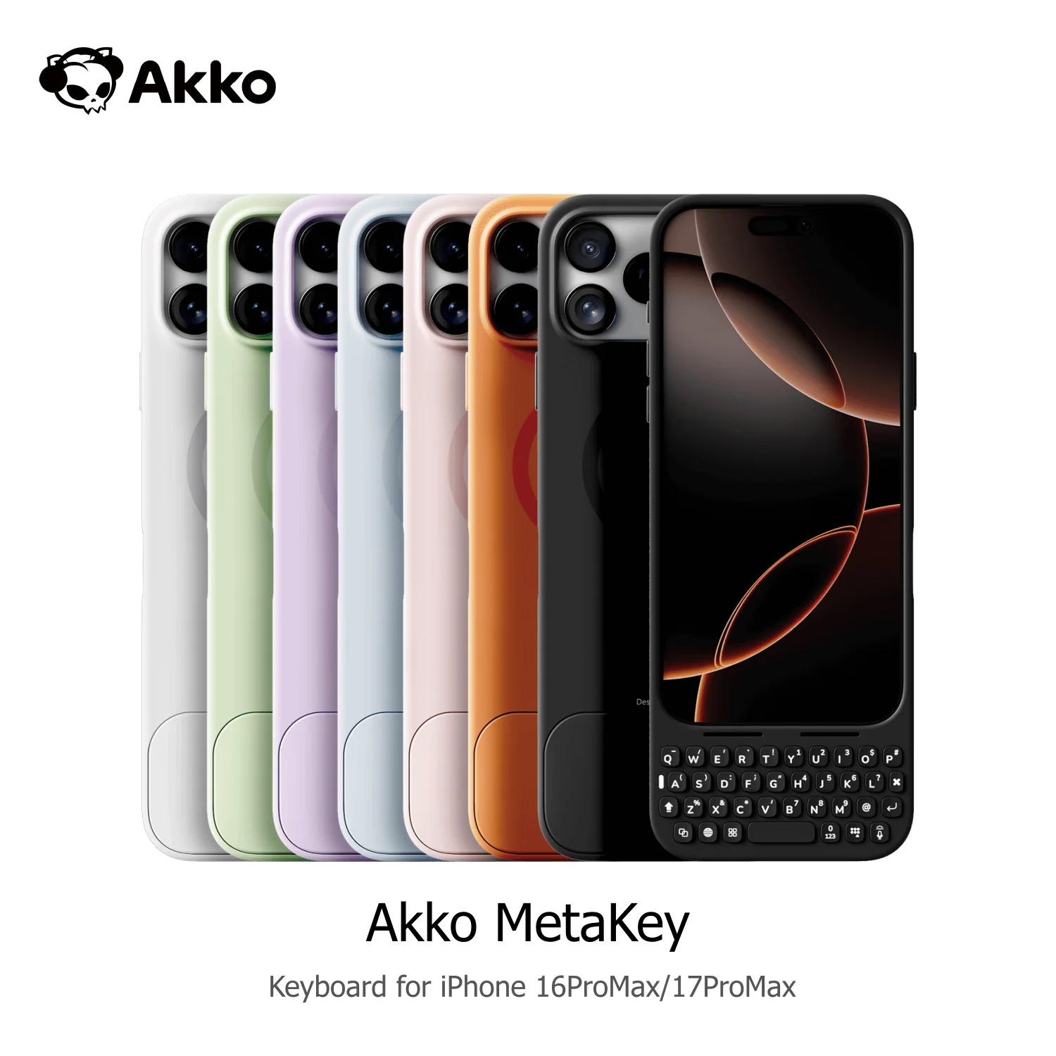Akko MetaKey funda de teléfono con teclado 37 teclas Mini teclado de teléfono PU TPU con soporte magnético para iPhone 16 Pro Max 17 Pro Max