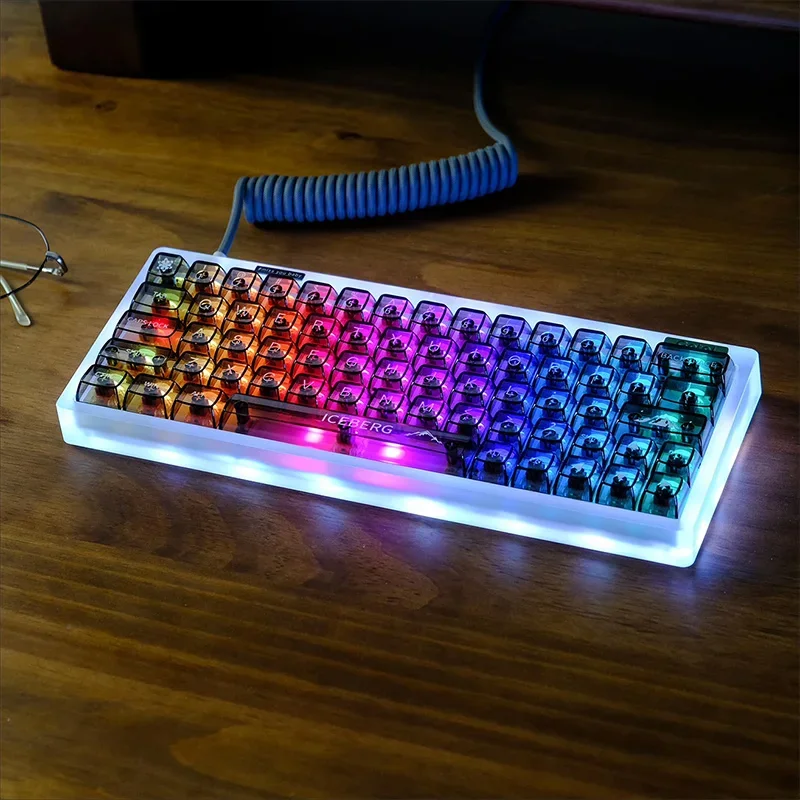 SUMREDA Iceberg Crystal transparente retroiluminado RGB Keycap para teclado mecánico perfil CBSA diseño ISO 132 teclas PC Keycap personalizado - imagen 3