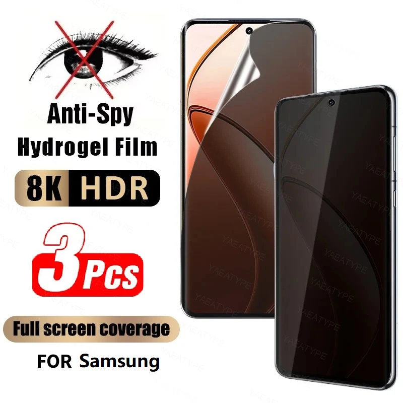 3 uds película de hidrogel de privacidad para Samsung Galaxy M17 F17 A17 F36 M36 F16 M16 A06 F56 A36 5G S25 Fe Ultra Protector de pantalla antiespía