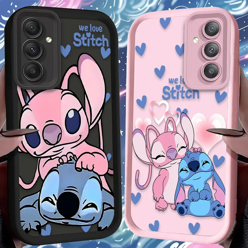 Funda para Samsung Galaxy A54 A05 A05S A34 A24 A14 A53 A33 A23 A13 A52 A52S A32 A22 A12 A71 A51 A31 A50 Disney Stitch Angel pareja