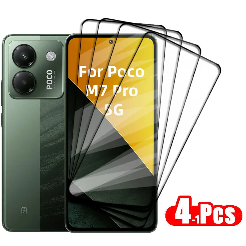 Vidrio de cubierta completa para Poco M7 Pro 5G vidrio templado para Xiaomi Poco M7 Pro Protector de pantalla película protectora de teléfono Poco M7 Pro