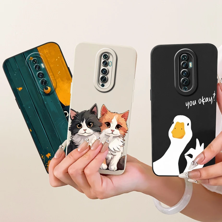 Para Oppo Reno 2 2F 2Z funda bonita de gato pato cubierta de dibujos animados a prueba de golpes funda de teléfono para Oppo Reno2 F Z Reno2F Reno2Z Fundas suaves parachoques
