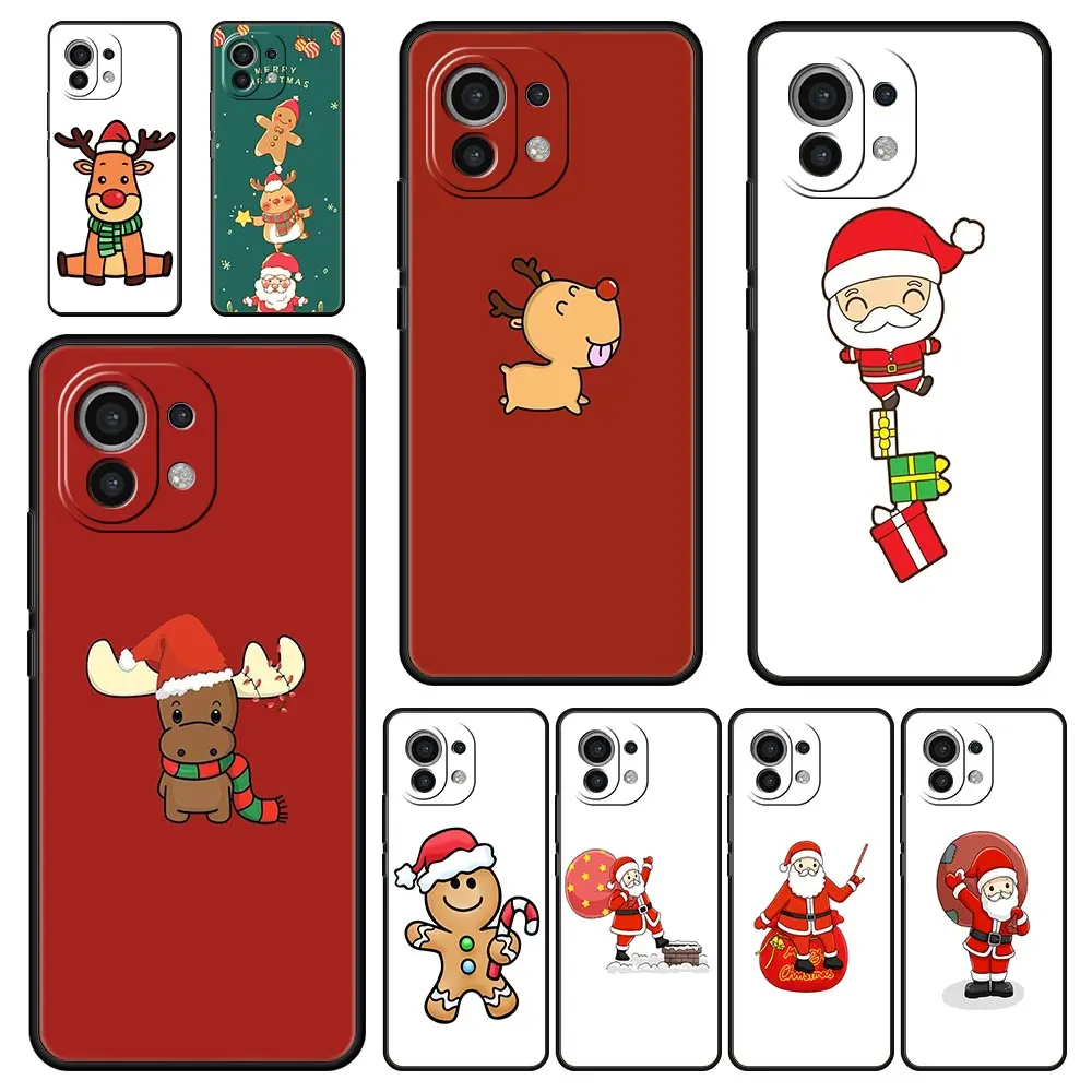 Funda de teléfono para Xiaomi Mi 14 13 12 11 Lite 13T 12T 11x11T 10T Pro 9T Note 10 Lite, funda de silicona negra de Navidad Santa Claus
