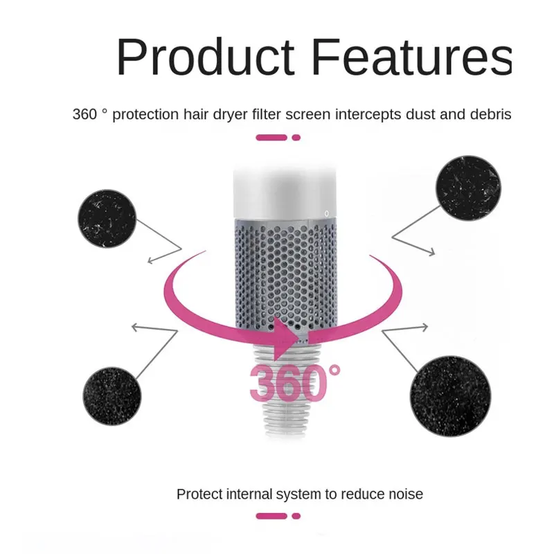 Filtro especial para secador de pelo compatible HD03/HD01/HD02/04, conducto de aire, cubierta de red a prueba de polvo, cepillo de limpieza, piezas de repuesto y reparación - imagen 4