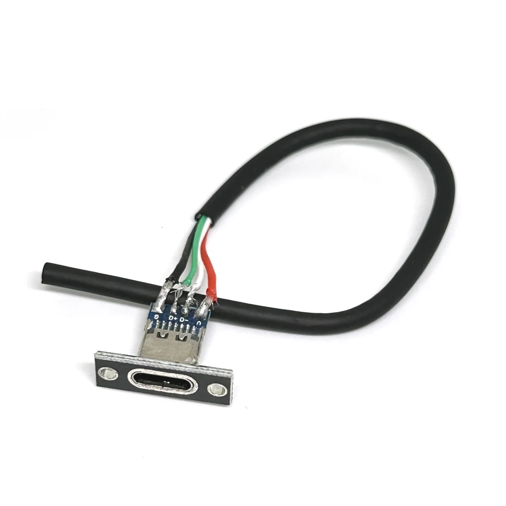 Conector USB 3,1 tipo C 4 P, cable de soldadura 3A hembra, conector DIY recto para puerto de carga de teléfono móvil, toma de carga con tornillos - imagen 4