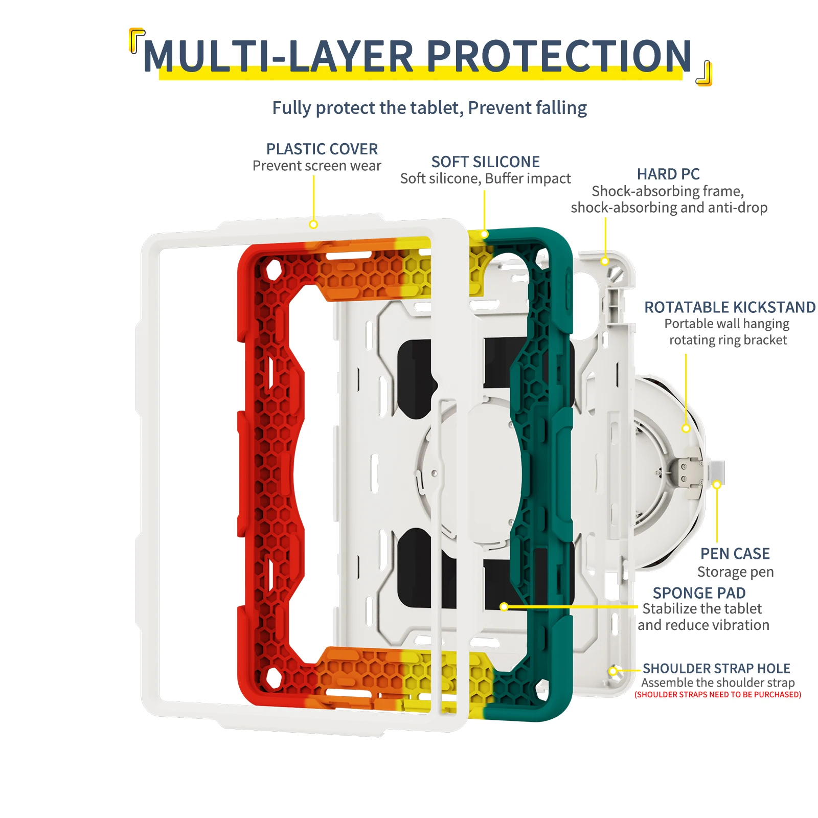 Funda híbrida con soporte Universal para Huawei MatePad 12 X Air, 12,0 pulgadas, 2025, 2024, mango giratorio 360, cubierta resistente a prueba de golpes - imagen 2