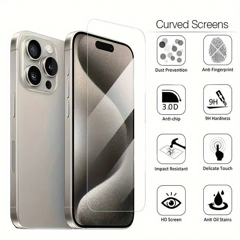 4 protectores de pantalla de vidrio templado para iPhone 16 15 14 Pro Max 11 12 13 Pro Mini 7 8Plus XR XS vidrio resistente a los arañazos - imagen 2