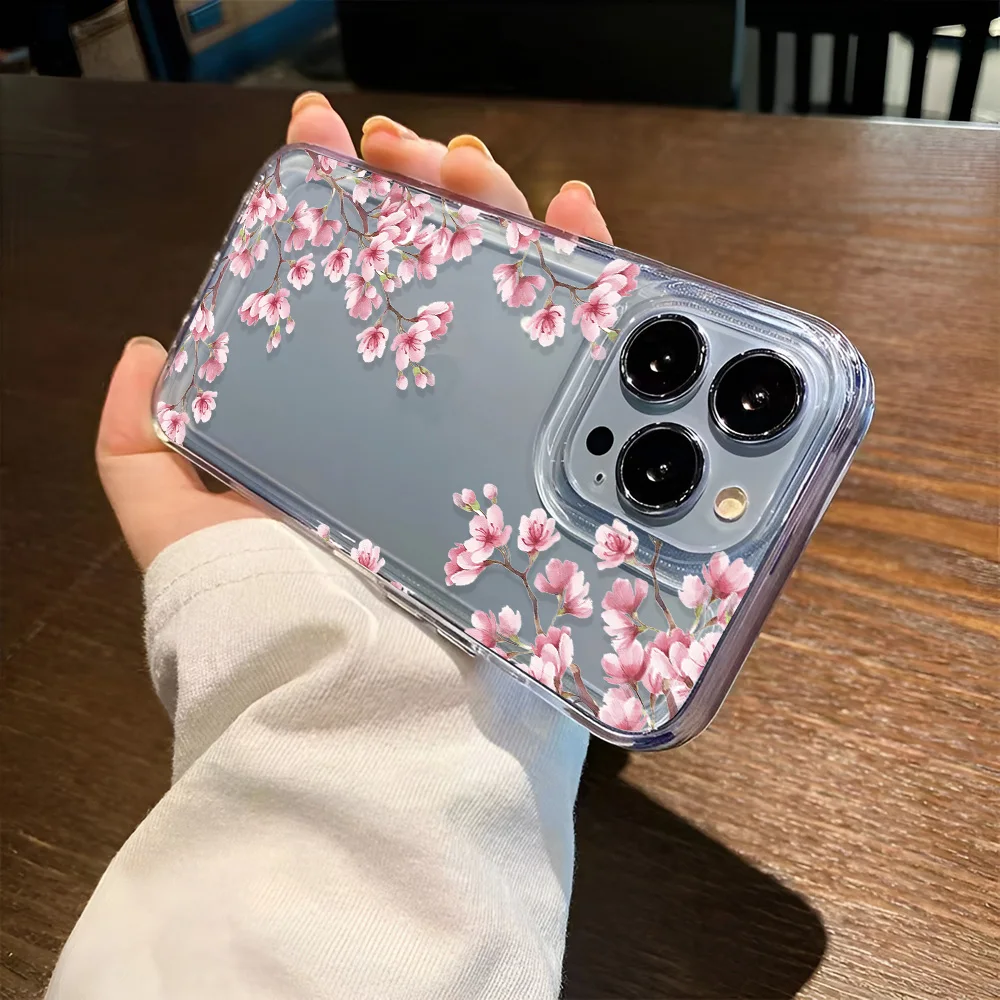 Funda de teléfono transparente con flores para niñas, fundas duras a prueba de golpes para iPhone 16 15 14 13 12 11 Pro Max 16 Plus - imagen 5
