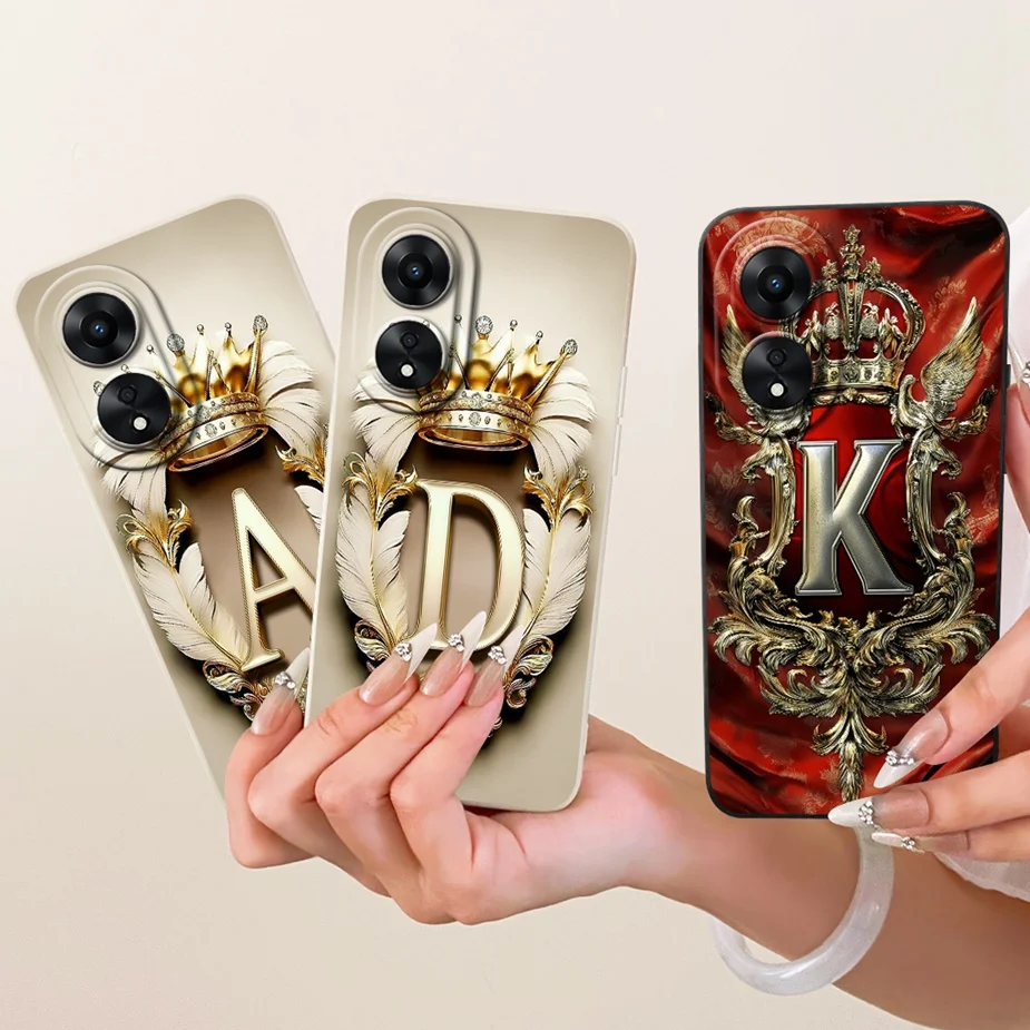 Para Oppo A78 4G funda CPH2565 Linda corona letras cubierta a prueba de golpes fundas de teléfono para Oppo A58 4G A 78 OppoA58 OppoA78 5G Fundas suaves