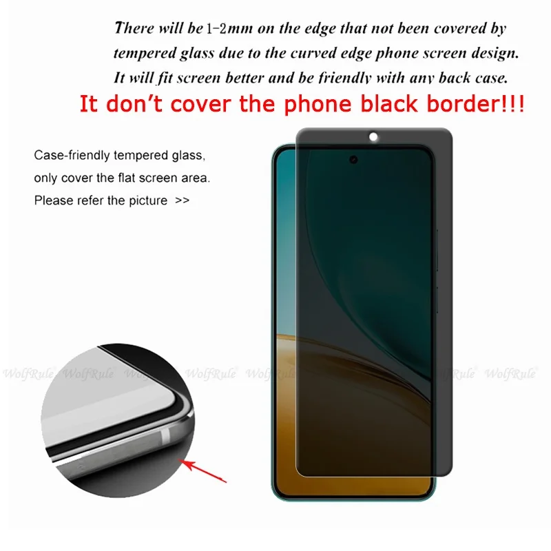 4/3/2/1 Uds para Realme 14T 5G vidrio OPPO Realme 14T 5G vidrio templado 9H Protector de pantalla antiespía de privacidad Realme 14T - imagen 3