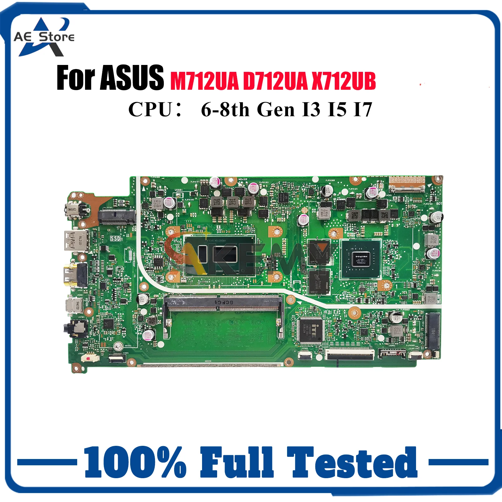 Placa base para ordenador portátil X712UB para ASUS VivoBook X712U X712UA D712UA M712UA placa base para portátil con CPU I3 I5 I7 100% pruebas OK stk