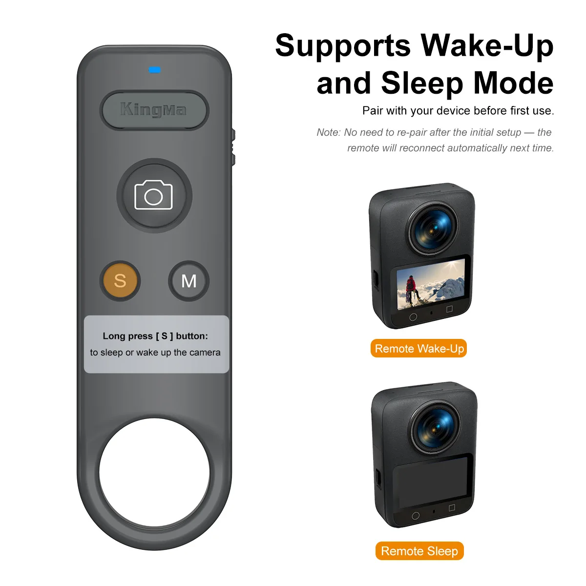 Cámara deportiva inalámbrica Control remoto Bluetooth Compatible con DJI Action5Pro/Action4/Osmo 360, 15 m (49 pies) disparo de largo alcance - imagen 3