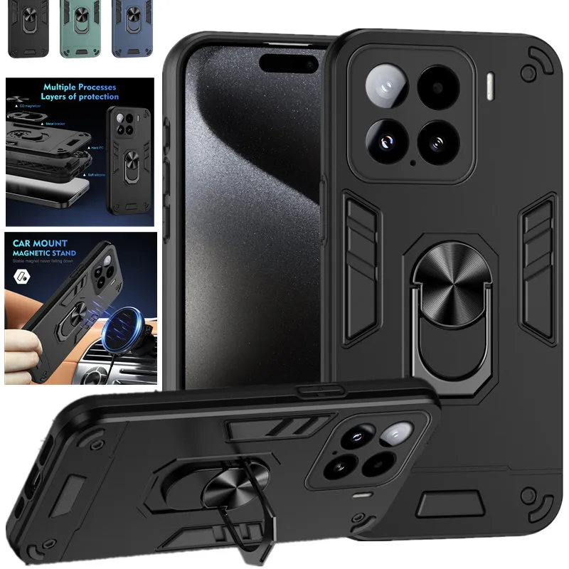Funda de grado militar para Xiaomi 15 5G, funda protectora a prueba de golpes, soporte de anillo, Fundas Coque