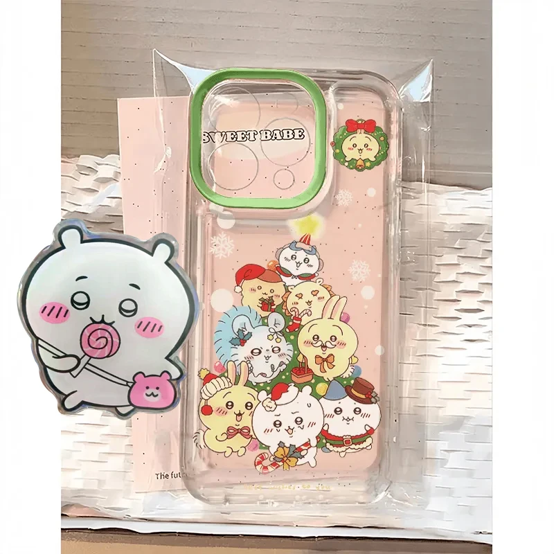 Navidad c-chiikawa Kawaii funda de teléfono de dibujos animados para iPhone 11 12 13 14 15 16 17 Pro Max X XR XS MAX 16e 7 8 Plus Y2K funda suave - imagen 5