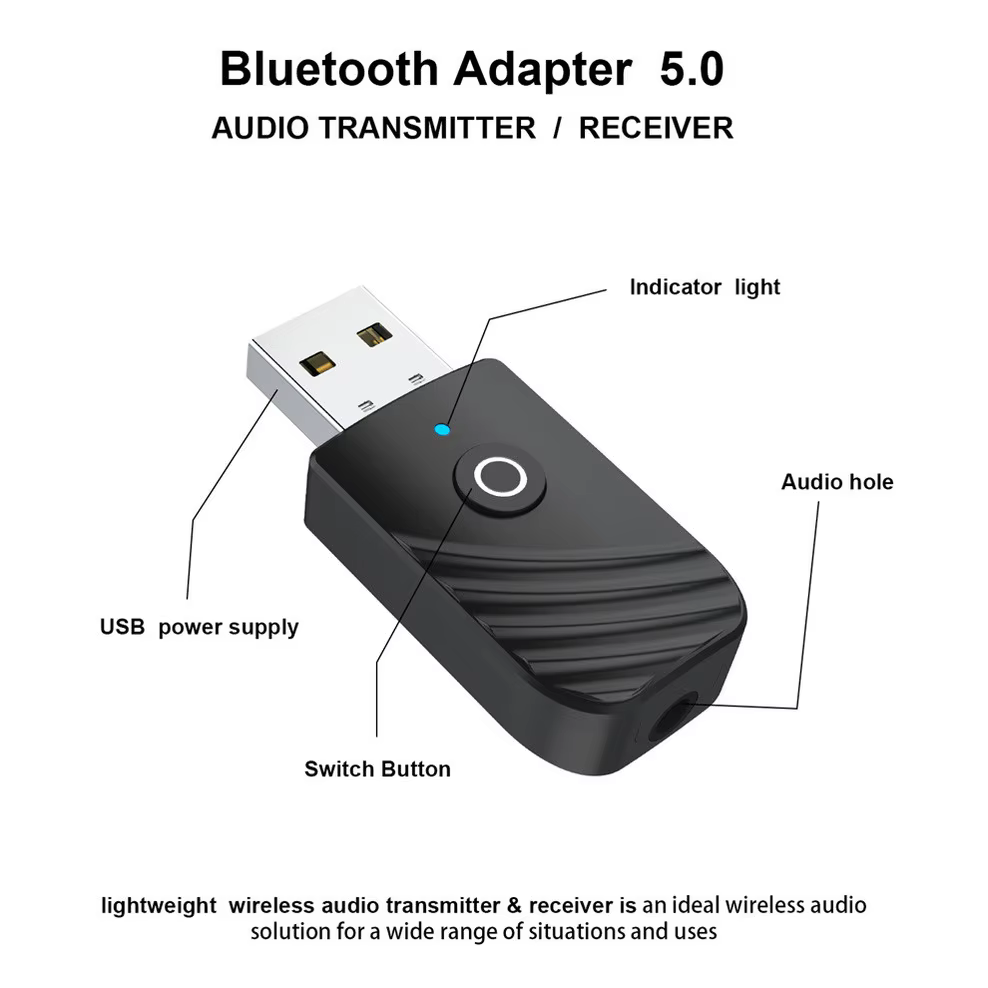 LccKaa Transmisor Receptor Bluetooth USB Trifunción para PC TV Coche - imagen 2