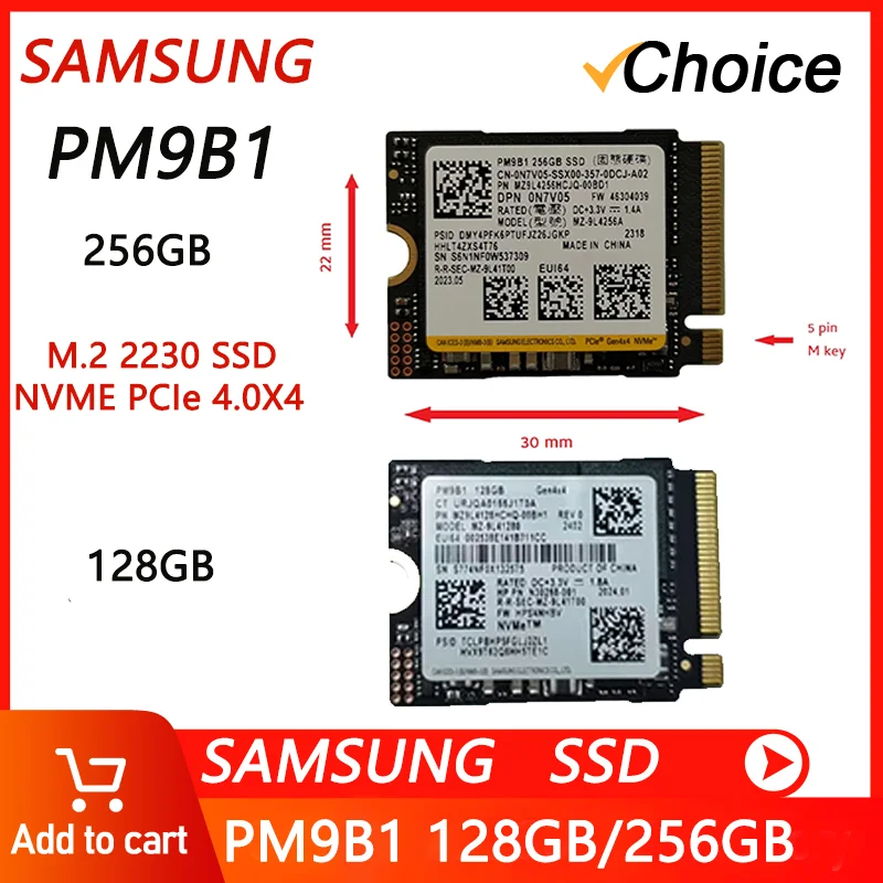 SAMSUNG M.2 2230 30mm NVMe PCIe Gen4 x4 TLC SSD PM9B1 para Thinkpad ProBook Latitude EliteBook Ideapad Inspiron