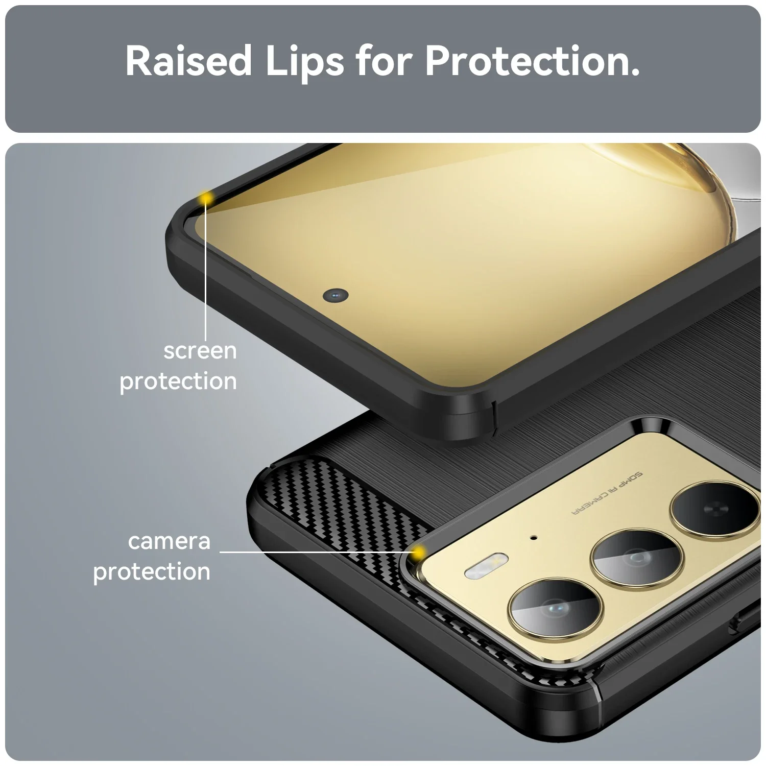 Para Realme C75 funda para Realme C67 C65 C63 C61 C55 C53 C51 C75 cubierta de fibra de carbono a prueba de golpes parachoques de silicona para Realme C75 - imagen 4