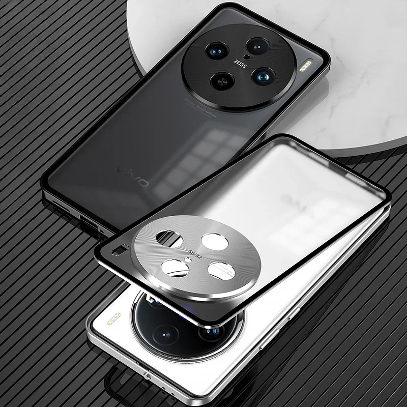 Funda dura a prueba de golpes para Vivo X100 Ultra X100S Pro, marco de Metal de aleación de aluminio, parachoques + cubierta trasera de vidrio templado para Vivo X100 - imagen 2