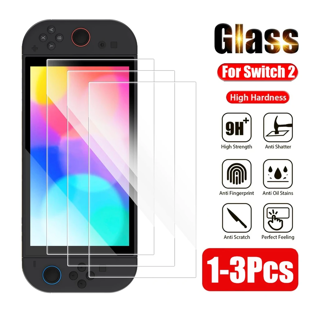 Protector de pantalla para NS Switch 2, película protectora transparente HD antiarañazos de vidrio templado para accesorios Switch 2, 1/2/3 Uds. - imagen 2