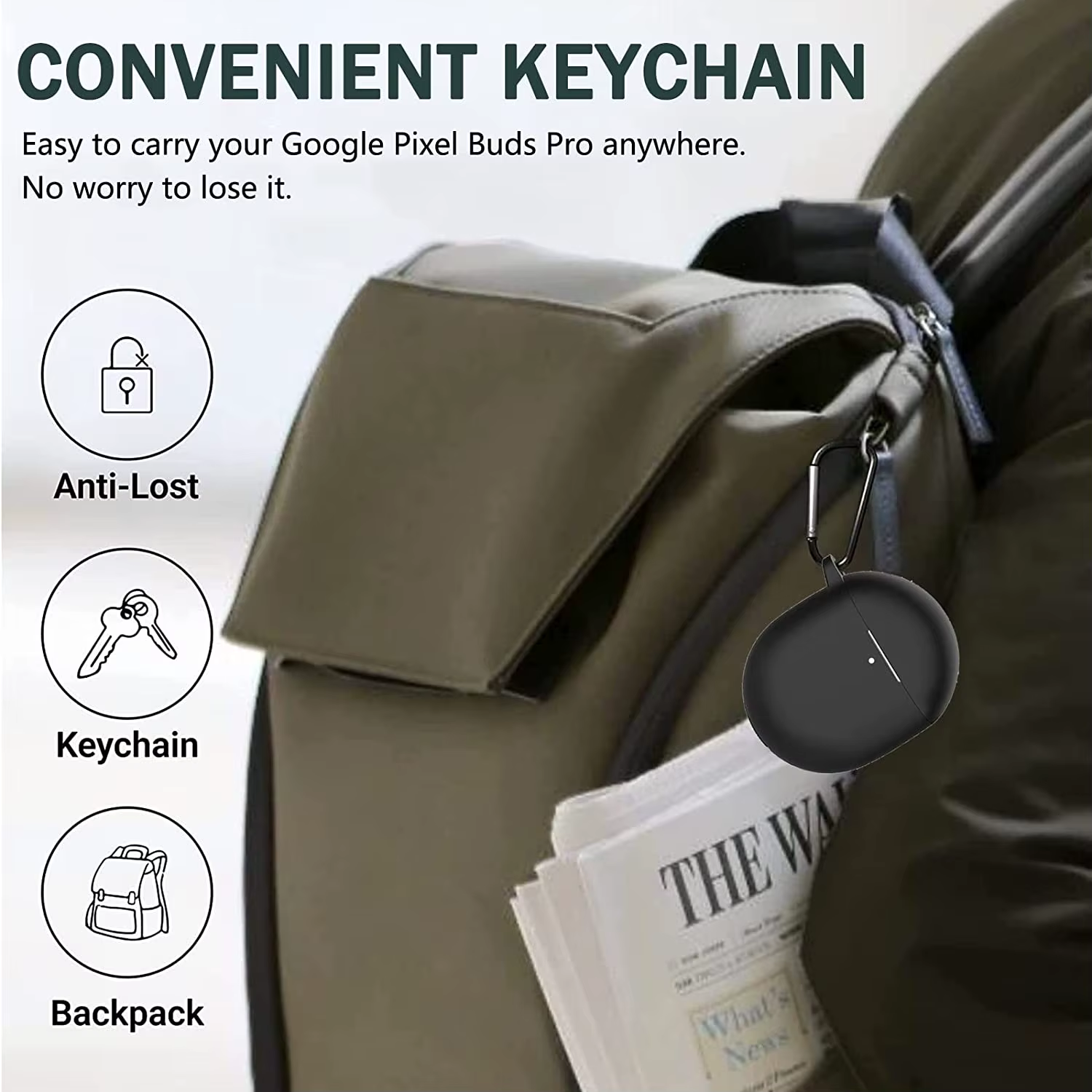 Funda de silicona para Google Pixel Buds Pro, funda para auriculares diseñada para Google Pixel Buds Pro 2022, funda con llavero - imagen 5