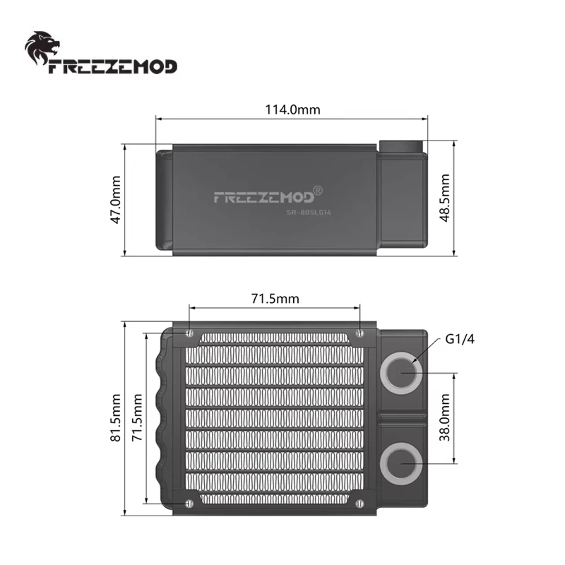 FREEZEMOD 80 160 fila de radiador pequeño de aluminio de 2 capas, ventilador de 80mm de espesor de 47mm para refrigeración por agua médica/impresión/laser - imagen 2
