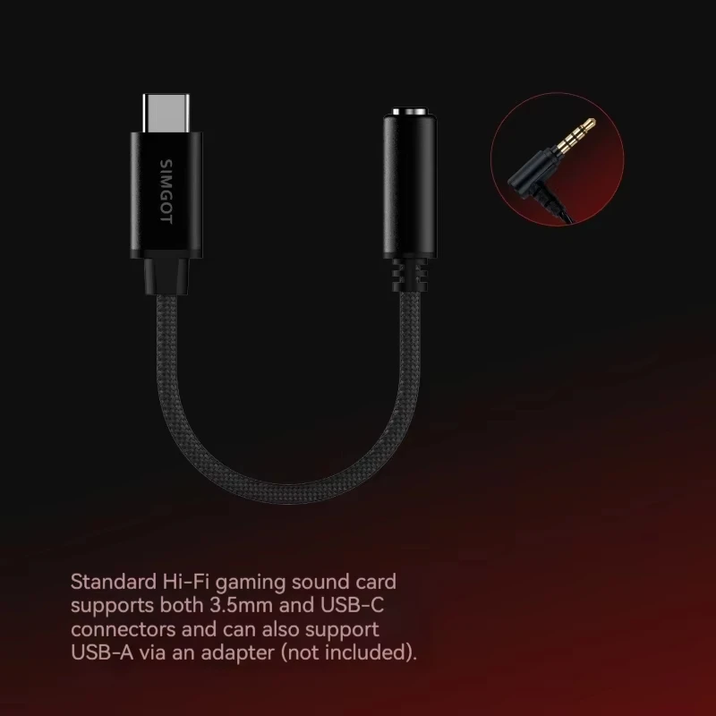 Auriculares para juegos SIMGOT EG280 con cable, una bobina móvil, una placa, auriculares HIFI de 3,5mm y USB-C, interfaz Dual, auriculares FPS para deportes electrónicos - imagen 4