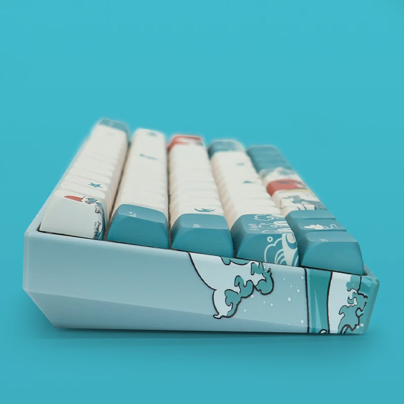 XVX M61 Teclado inalámbrico para juegos recargable 2,4G Teclado mecánico ergonómico retroiluminado RGB para Windows Mac PC Mini Coral Sea - imagen 3