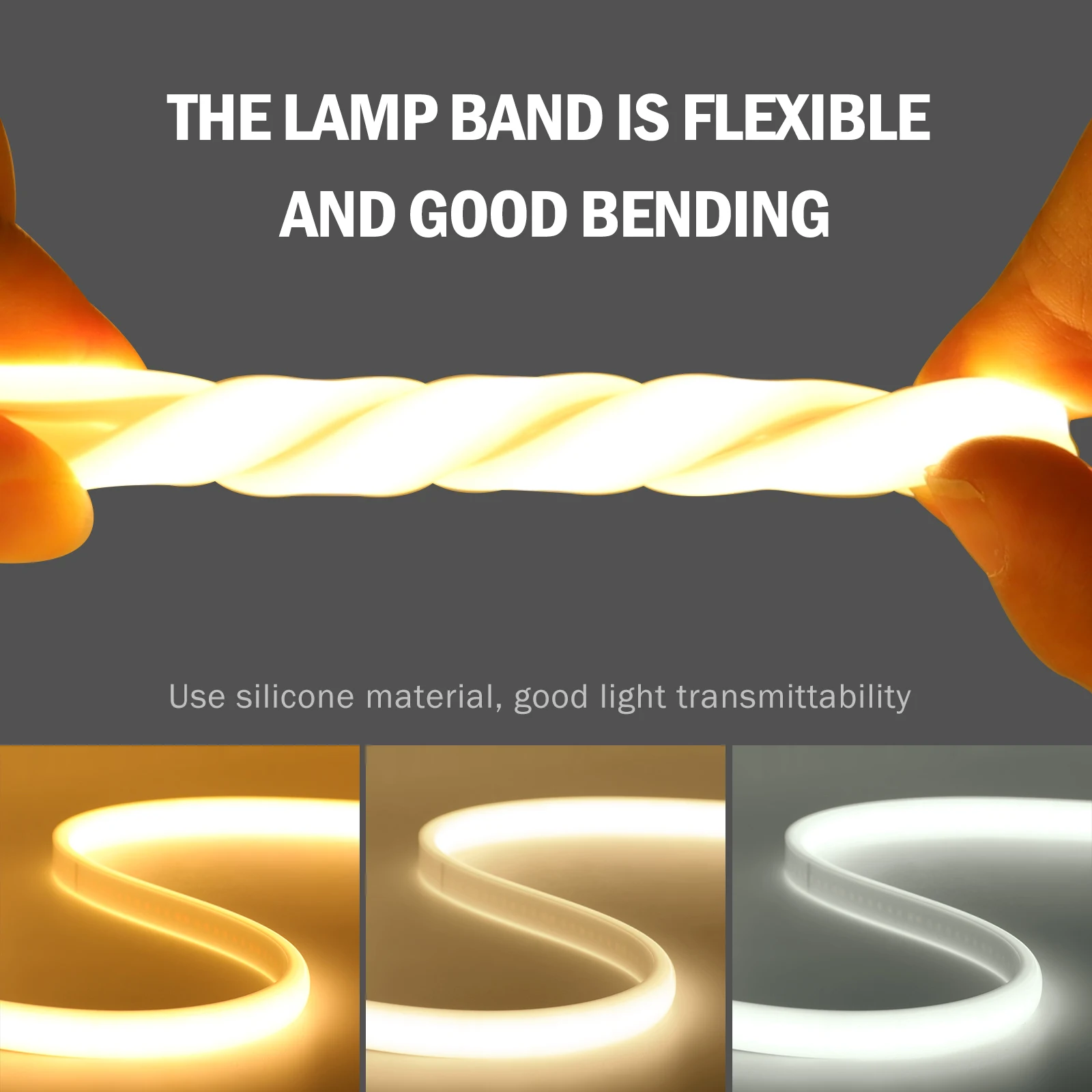 Tira de luz de neón LED COB de 220V con Control de encendido y apagado 288LEDs/m cinta Flexible impermeable para exteriores RA90 cálida/Natural/blanca de alto brillo - imagen 5