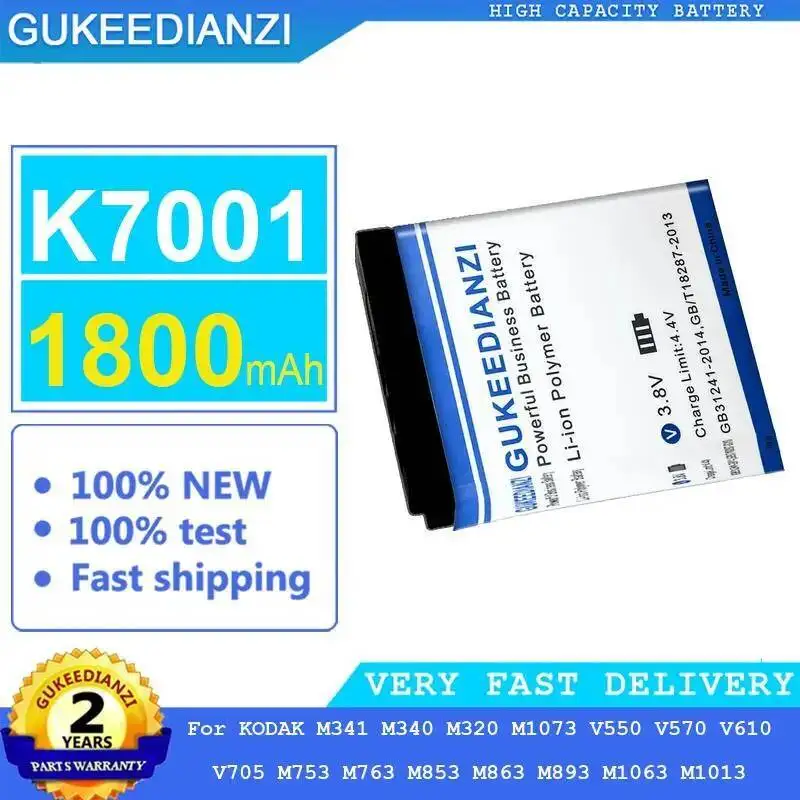 Batería de cámara K7001 1800Mah para Kodak M341 M340 M320 M1073 V550 V570 V610 V705 M753 M763 M853 M863 M893 M1063 M1013