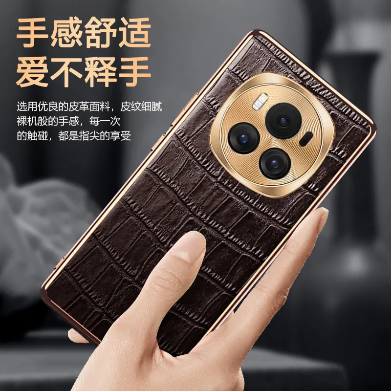 Funda de teléfono móvil para Honor Magic6 Pro, protección de lente, patrón de cocodrilo, cubierta galvanizada, parachoques para Huawei Honor Magic 6 Pro - imagen 4
