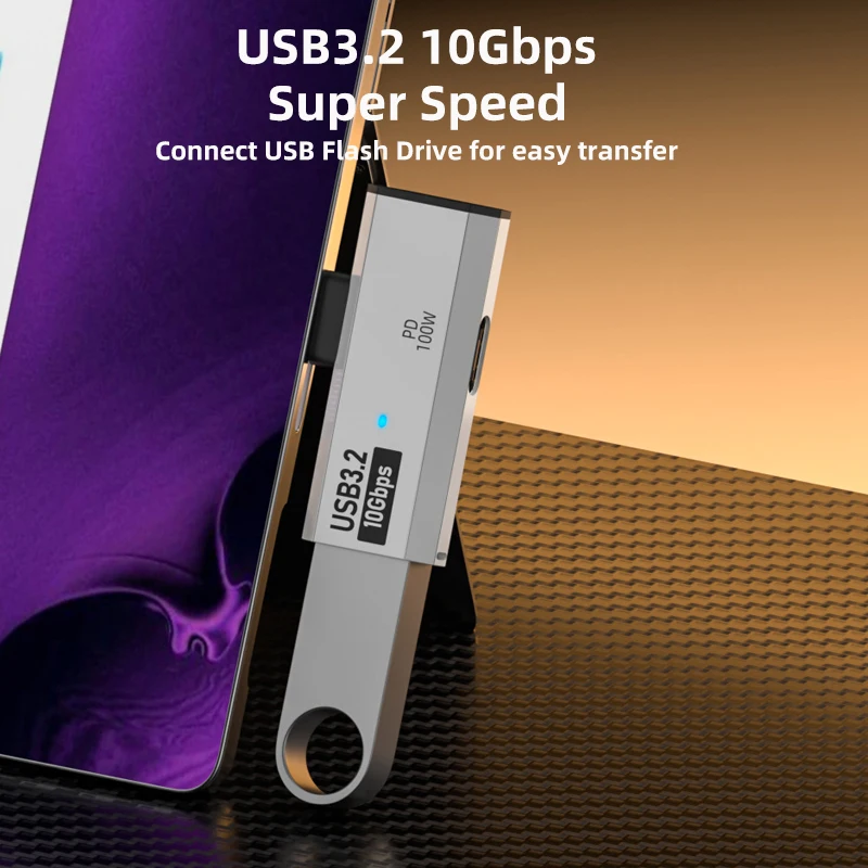 Adaptador divisor OTG 2 en 1 PD100W USB3.2 10Gbps USB C a doble tipo C adaptador convertidor de carga rápida para teléfono portátil auriculares - imagen 5