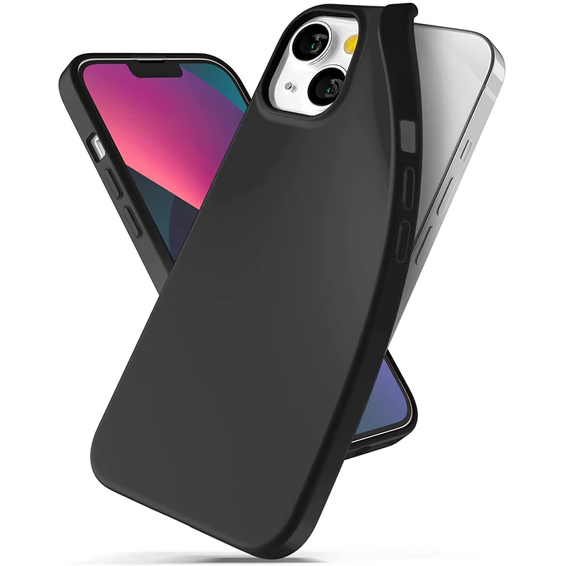 Funda suave de silicona mate ultrafina para iPhone 14 13 12 Mini 11 Pro XS Max X XR SE 3 7 8 6S 6 Plus cubierta trasera de Color negro sólido - imagen 2