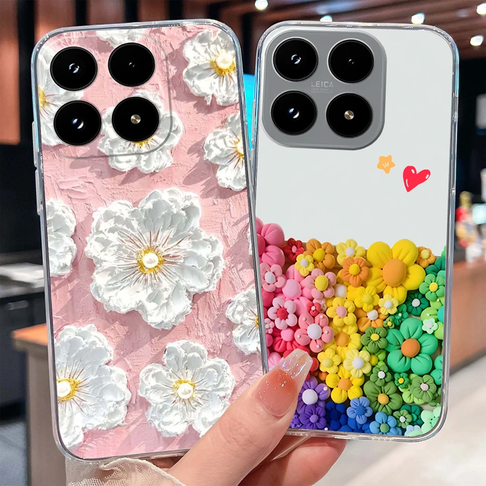 Funda para Xiaomi 17 Pro Max bonitas flores amor corazón suave TPU transparente silicona ligera carcasa de teléfono para Xiaomi 17ProMax - imagen 4