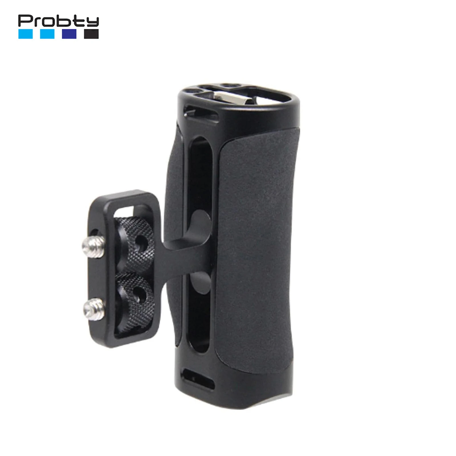 Empuñadura lateral de aluminio Probty para jaula de cámara DSLR con soporte de zapata fría, orificios roscados, dirección cambiable