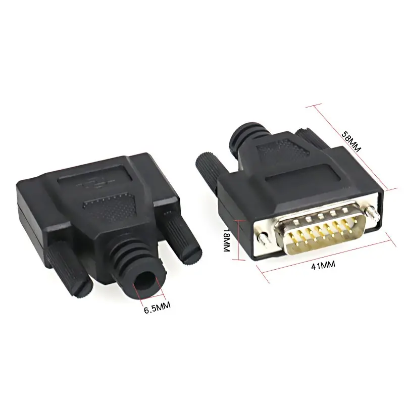 Conector DB15 macho hembra soldadura 2 filas conector de puerto paralelo de 15 pines D-SUB RS232 conector de 15 pines interfaz COM adaptador de 15 pines - imagen 3
