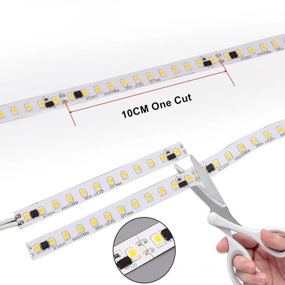 Tira de luces LED AC220V ~ 230V 2835 120/240 LED/m 5M lámpara 220V tira de luz LED cinta de diodo de 220 voltios lámpara suave Flexible para Bar hogar - imagen 4