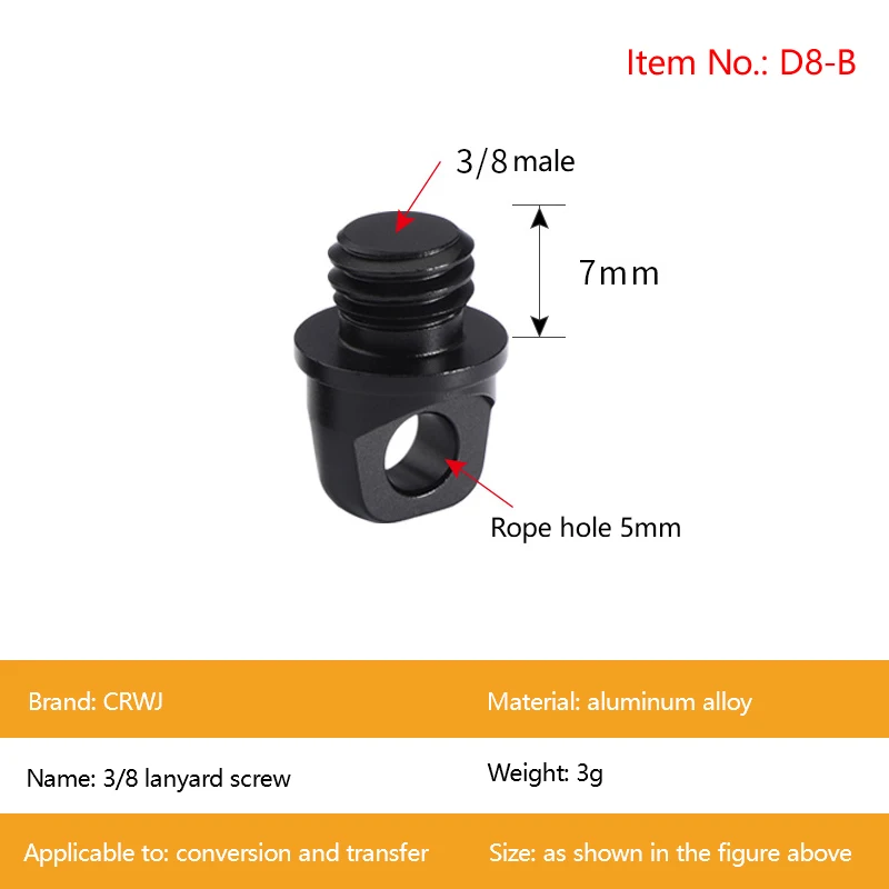 Correa de hombro con hebilla de seguridad, 3/8 tornillo de Metal, tornillo de cordón 1/4, anillo de elevación, accesorios de cámara Digital deportiva con orificio de cordón - imagen 4