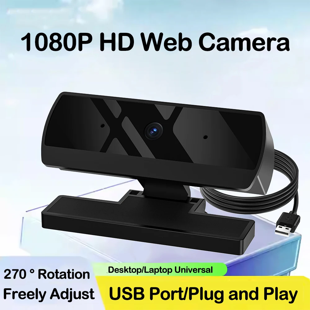 Cámara Web HD 1080P con micrófono, cámara web USB con enfoque automático, cámara para PC y portátil para transmisión en vivo/videollamadas/conferencia Plug and Play