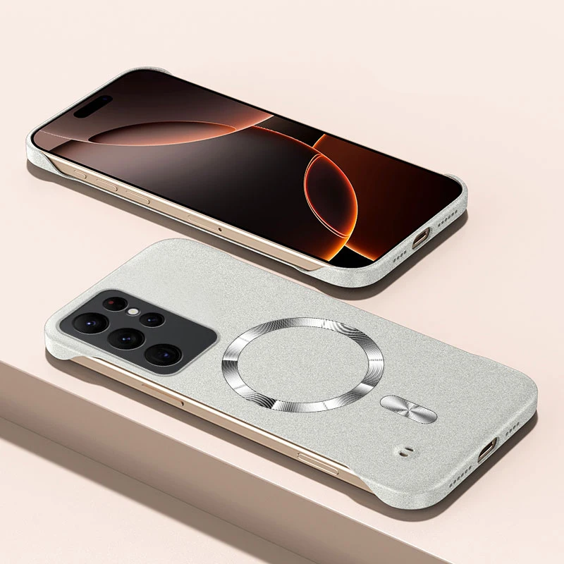 Para Magsafe funda ultrafina de piedra arenisca sin marco para Samsung S25 S24 S23 S22 S21 S20 FE Note 20 10 Plus cubierta dura Ultra magnética - imagen 5