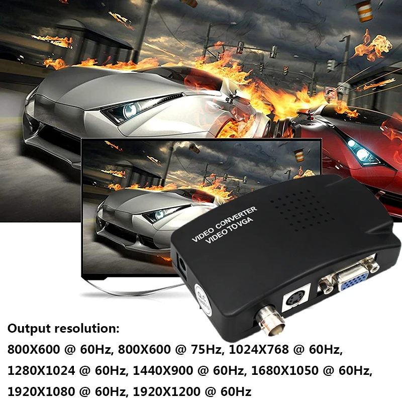 Adaptador convertidor de PC de vídeo S-Video/BNC VGA a VGA con BNC + 4 pines S-Video Color negro - imagen 5