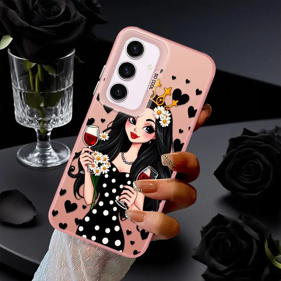 Funda trasera de teléfono para Samsung Galaxy A36 A33 A34 A26 A25 A73 A22 A52 A23 A53 A24 A32 mujer urbana de dibujos animados - imagen 2