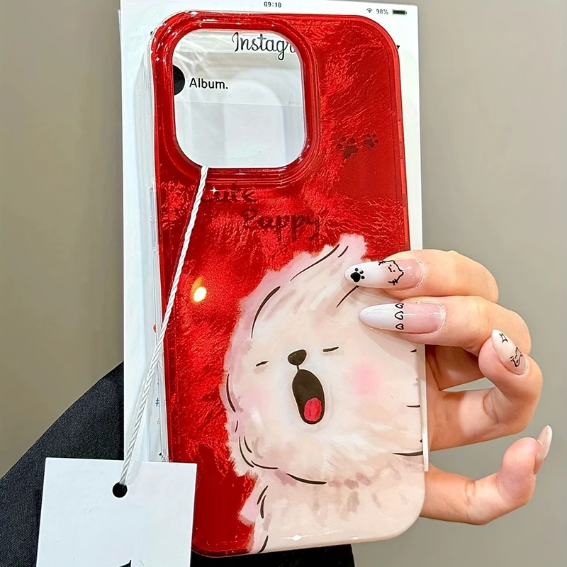 Funda de teléfono suave con diseño de cachorro garabato abstracto para iPhone 16 Pro Max 15 14 13 12 11 Pro 7 8 16 Plus X XS XR, funda de silicona a prueba de golpes