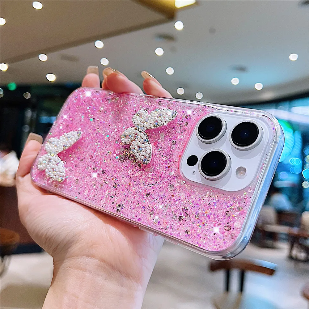 Funda de teléfono con purpurina de mariposa 3D OPPO Reno 13F 11F 12F 12 11 10 Pro A53S A53 A5 A9 2020 A52 A72 4G, funda de silicona suave a prueba de golpes - imagen 2