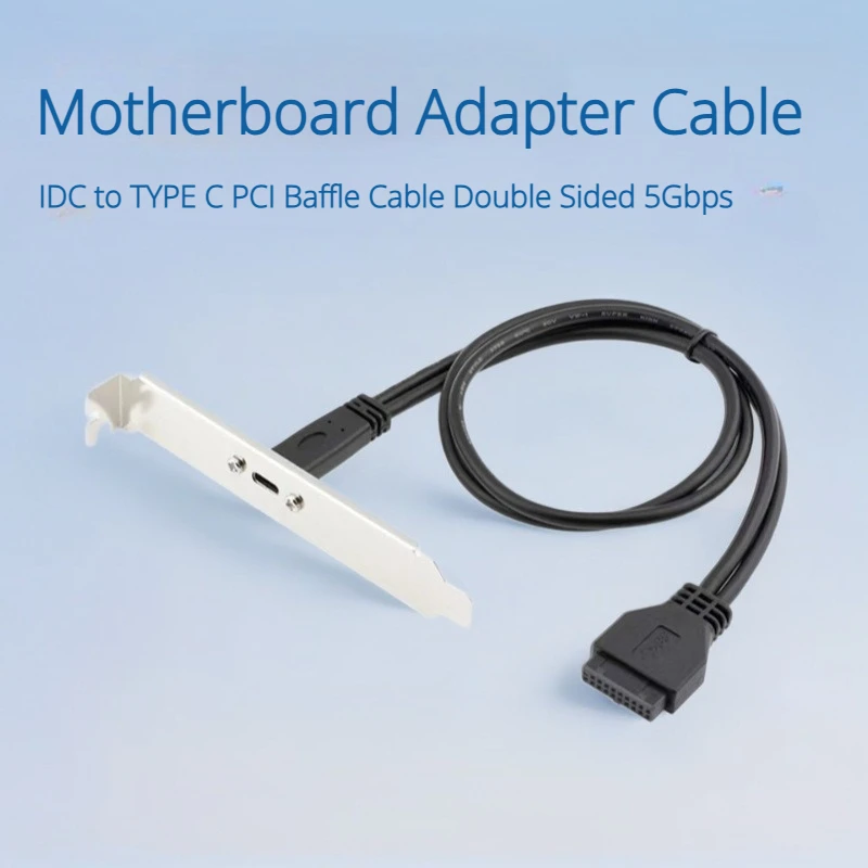 Cable de datos hembra IDC a tipo C PCI de 20 pines, chasis, placa base USB 3,0 trasera, Cable adaptador deflector de 19 pines, doble cara, 5G - imagen 2