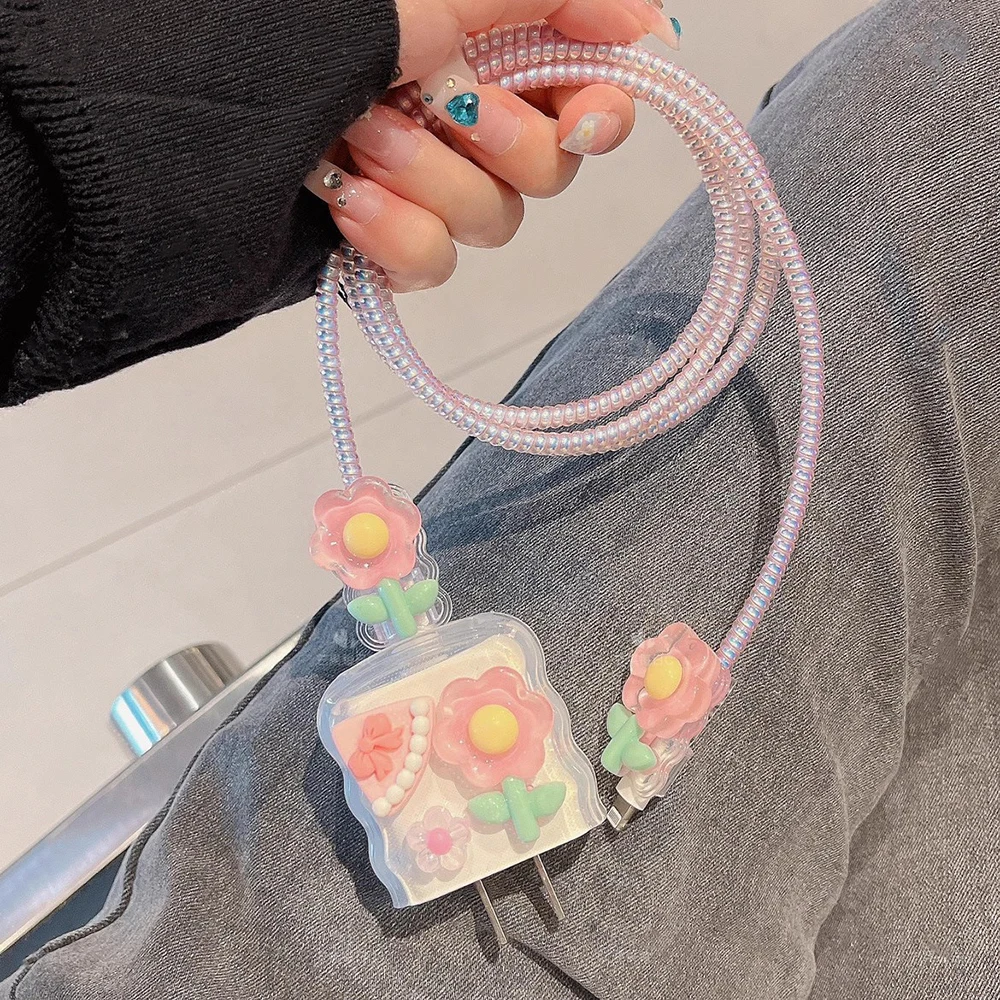 Cubierta protectora para Cable de cargador de IPhone, Protector de cabeza para IPhone 15 14 Pro MAX 18W 20W, Protector de Cable en espiral, UE/EE. UU. - imagen 5