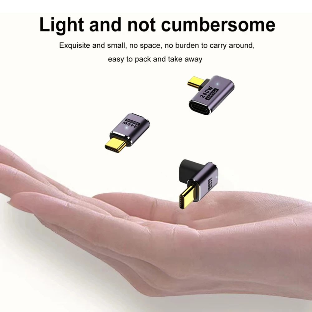 Adaptador OTG tipo C 5A, convertidor de datos de carga rápida de 240W, USB4.0, 40gbps, compatible con 8K, 60Hz, USB C, adaptador de codo de 90/180 grados - imagen 5