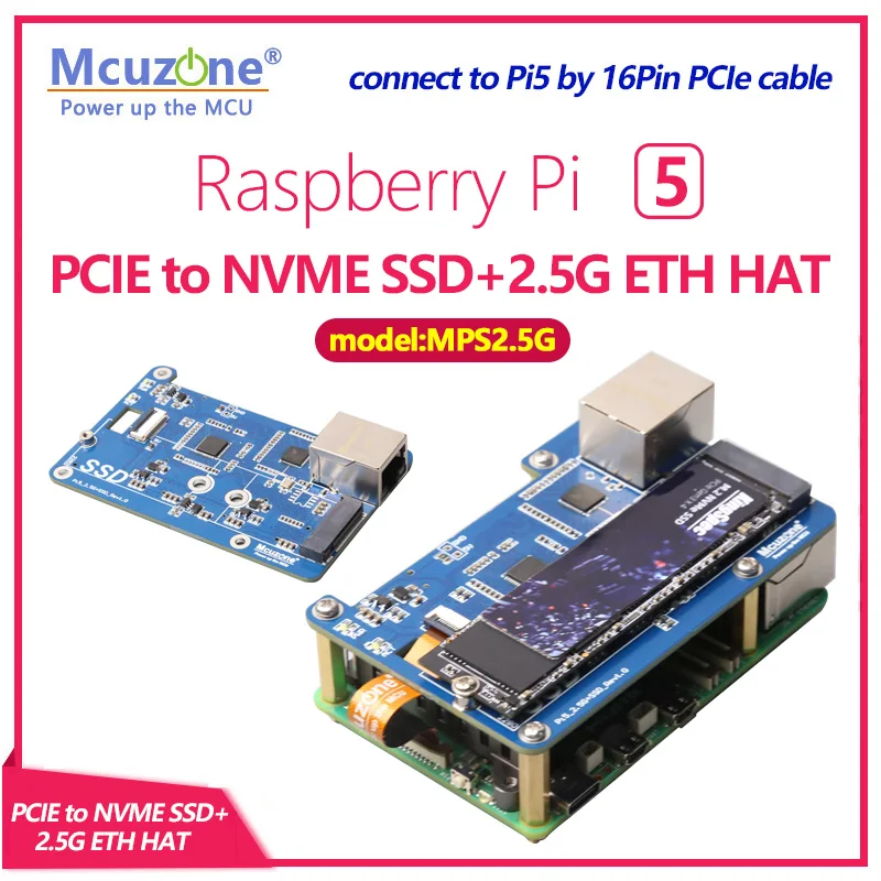 Modelo: MPS2.5G, Raspberry Pi 5 PCIE a NVME SSD+2.5G ETH HAT RTL8125, compatible con sistema operativo RPi, ubuntu, SSD de tamaño 2280,2242,2230 - imagen 2