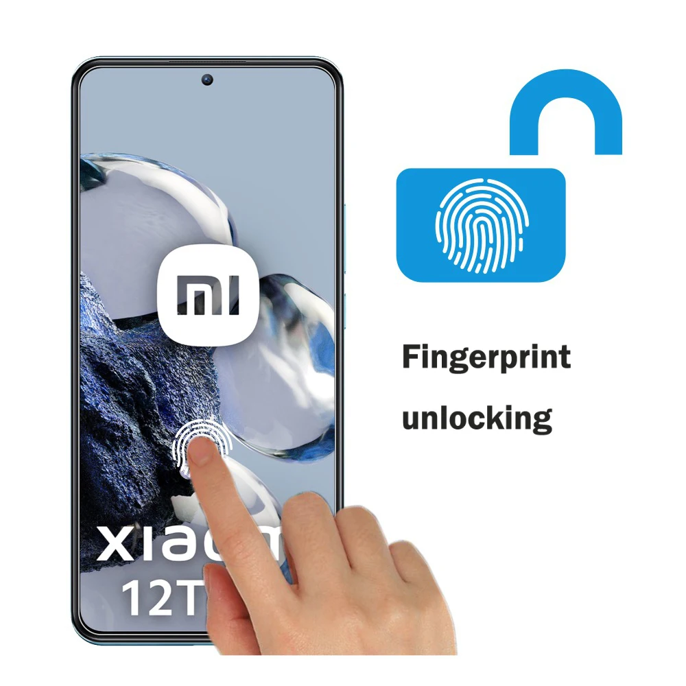 Protector de pantalla para Xiaomi mi 12t Pro, cubierta de desbloqueo de huellas dactilares, película de vidrio templado transparente de alta calidad, dureza 9H