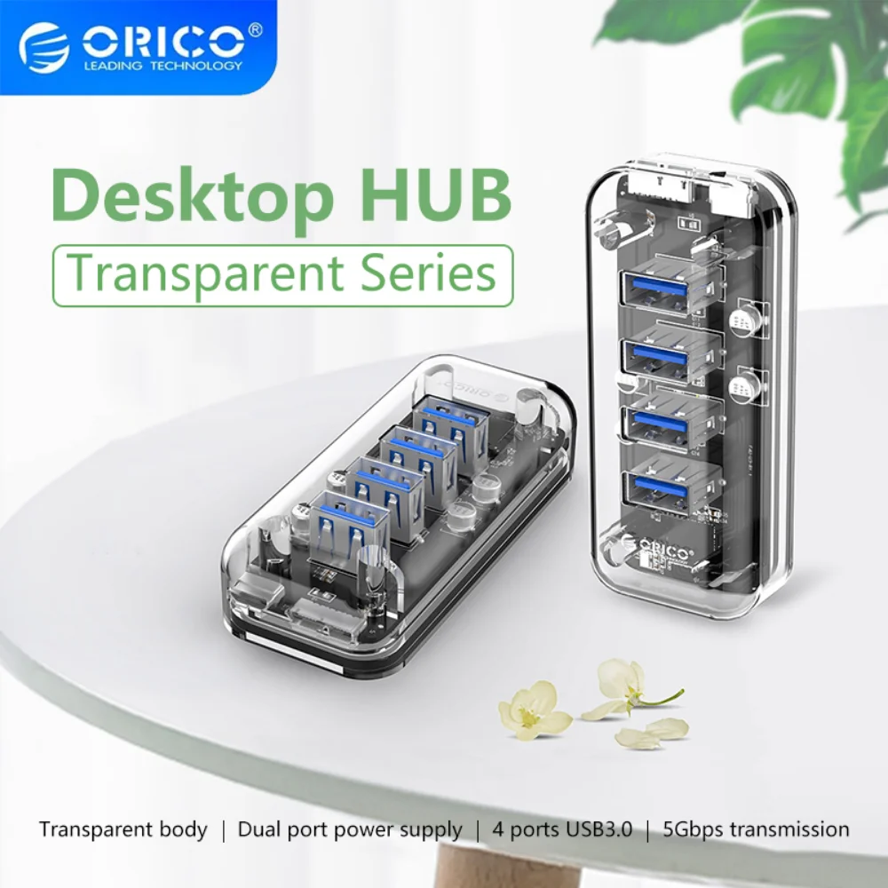 ORICO 4/7 puertos USB 3,0 Hub adaptador divisor de fuente de alimentación Dual OTG USB C cargador Hub alimentado PC periféricos de ordenador Accesorios - imagen 2