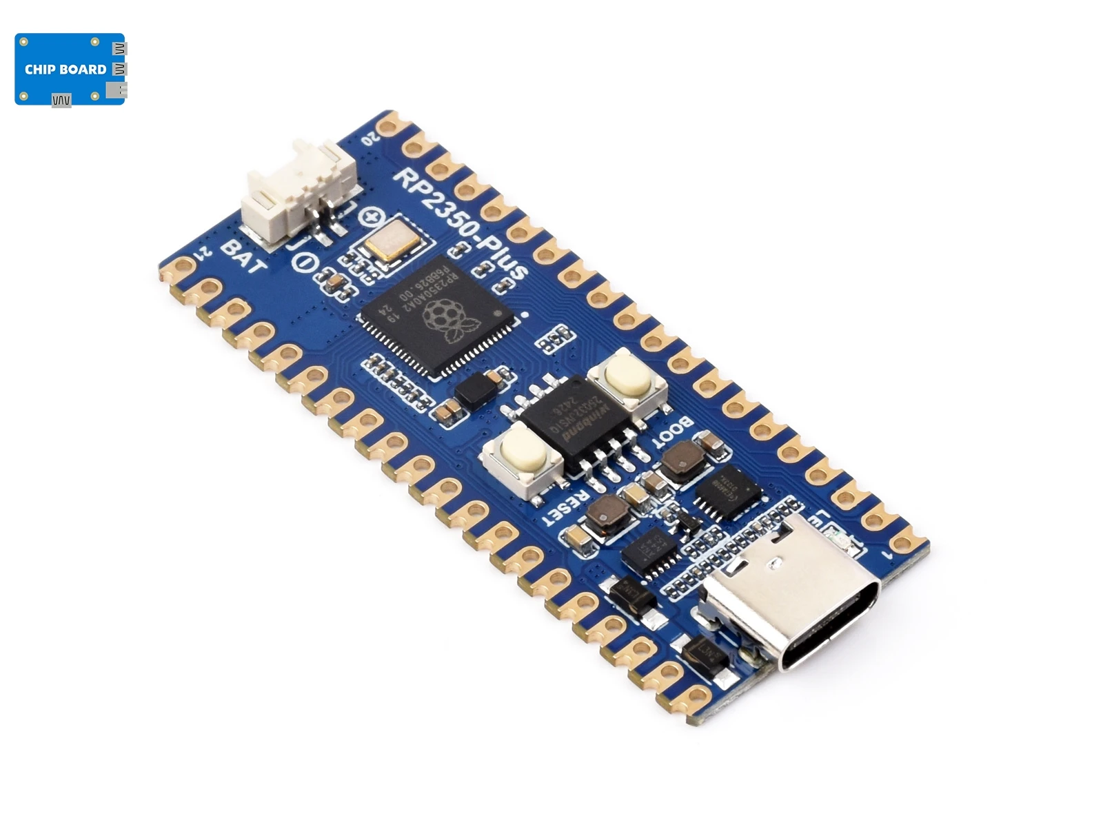 Placa de desarrollo Waveshare RP2350-Plus, una placa MCU tipo Pico de bajo costo y de alto rendimiento basada en Raspberry Pi RP2350A de doble núcleo